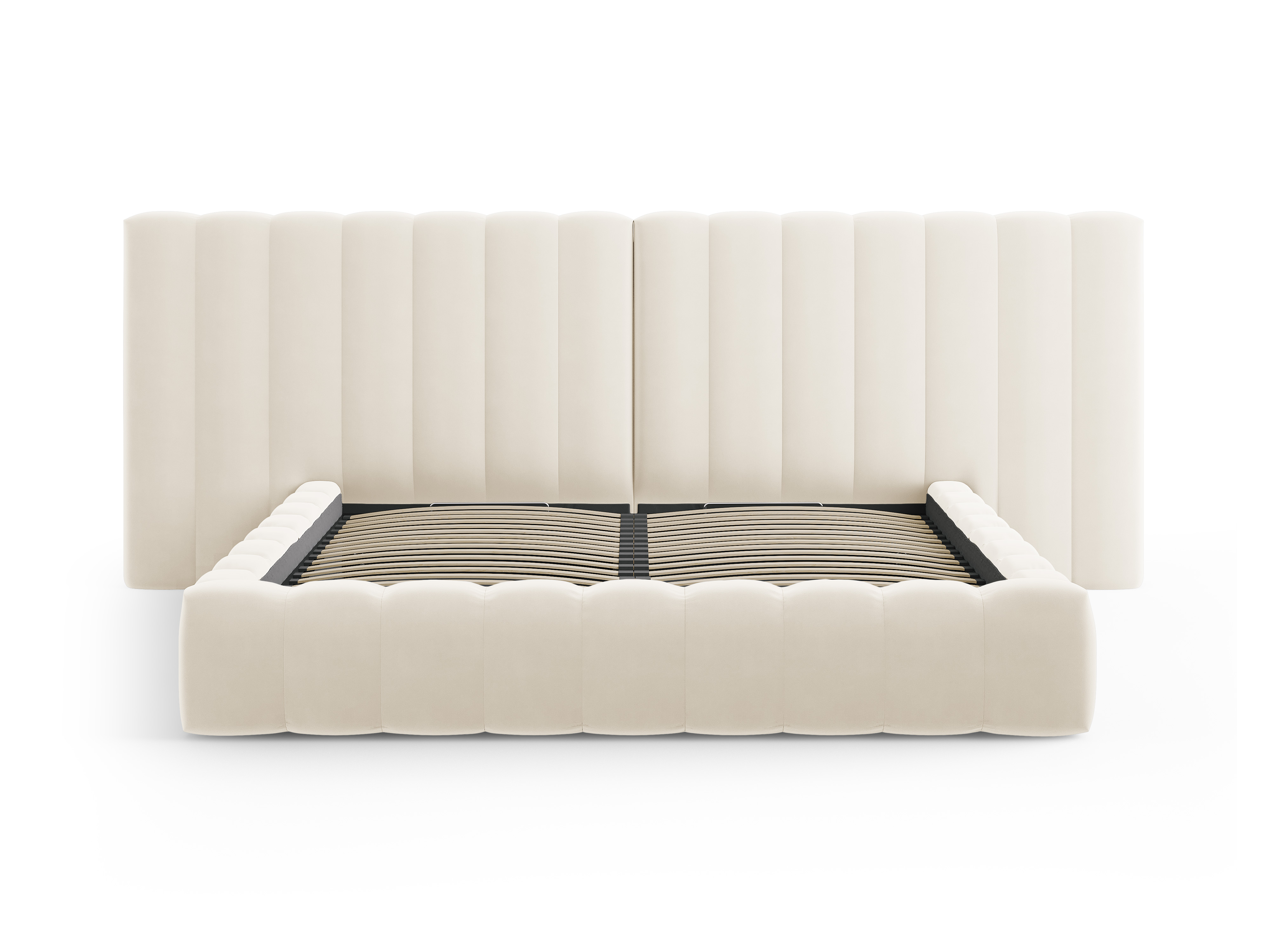 Velvet Storage Bed With Double Headboard, 