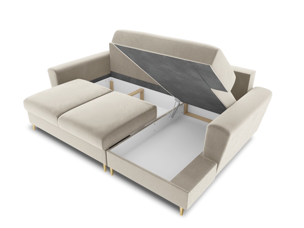 Velvet Right Corner Sofa With Bed Function And Box, 